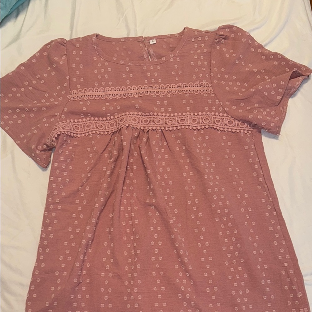 Women's Pink Lace Detail Top - Like New